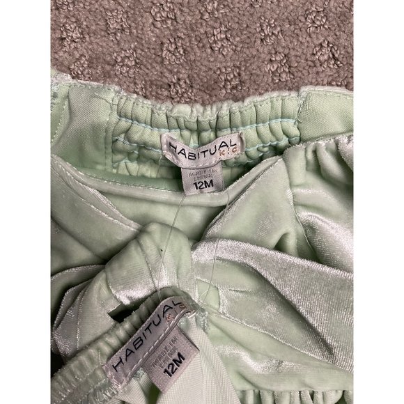 Habitual Kid Dress Baby Girl 12 Month Green Short Sleeve Velour Bow Diaper Cover - Picture 4 of 4